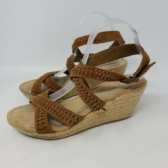 Minnetonka Womens Brown Suede Sandal Wedges Espadrilles size 10 M Braided Boho - Picture 3 of 7
